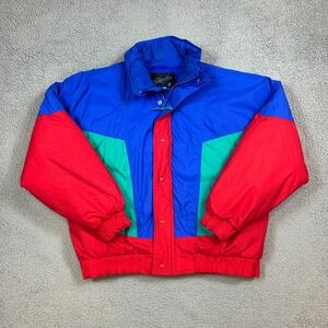 Vintage Raewiks Jacket Full Zip Mens XL Teal Blue Red Colorblock Ski 80s 90s